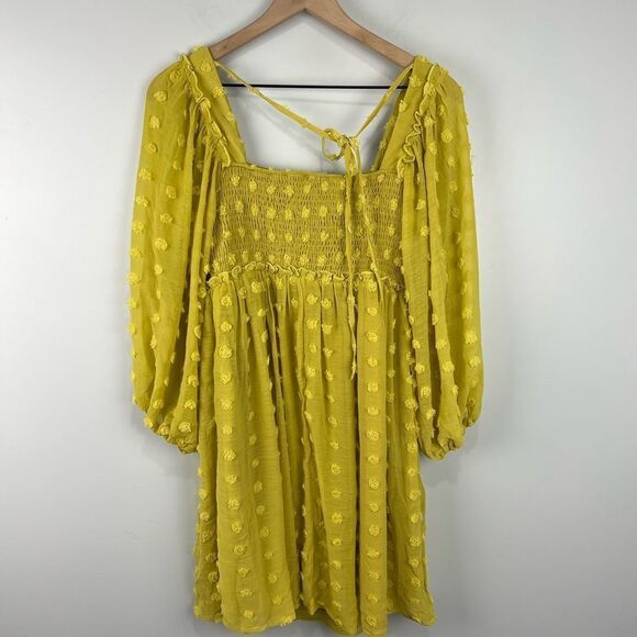 Listicle Golden Yellow Mustard Color Babydoll Dress S NWT - Picture 7 of 8